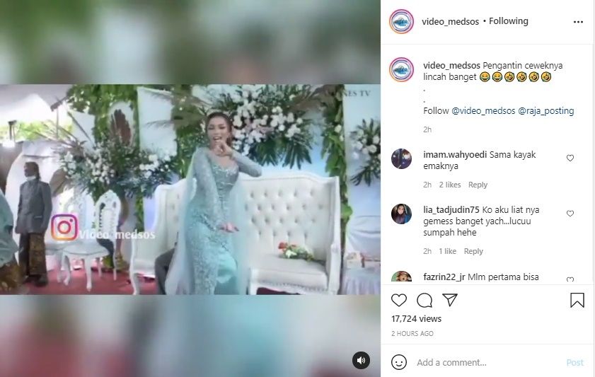 Goyangan Pengantin Wanita Bikin Khawatir. (Instagram/@video_medsos )