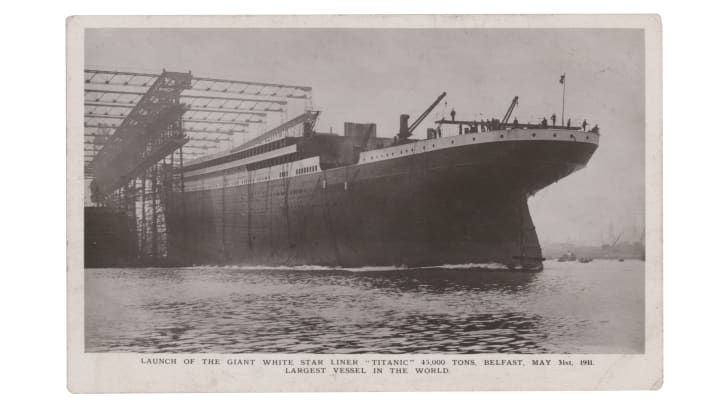 Sebuah kartu pos dari seorang pekerja kapal Titanic.[Dok.RR Auctions]