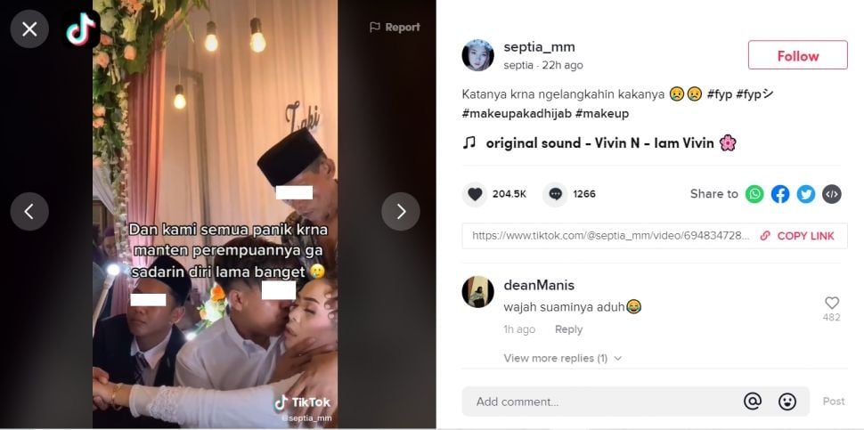 Viral pengantin wanita nangis sampai lemas tak sadarkan diri usai akad di KUA (TikTok).