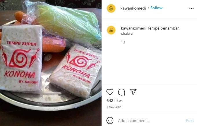 Tulisan di bungkus tempe. (instagram/kawankomedi)