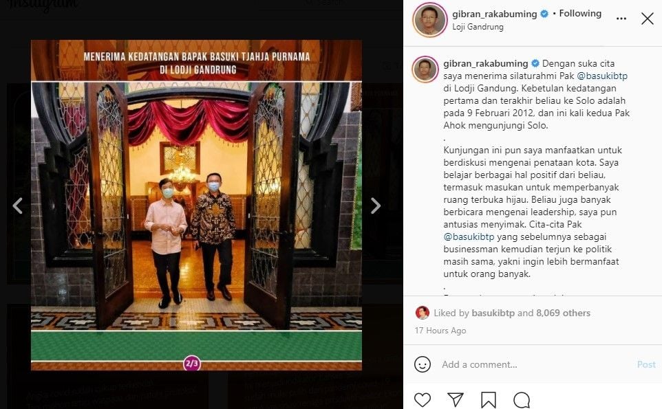 Gibran Rakabuming dan Ahok (Instagram/gibran_rakabuming)