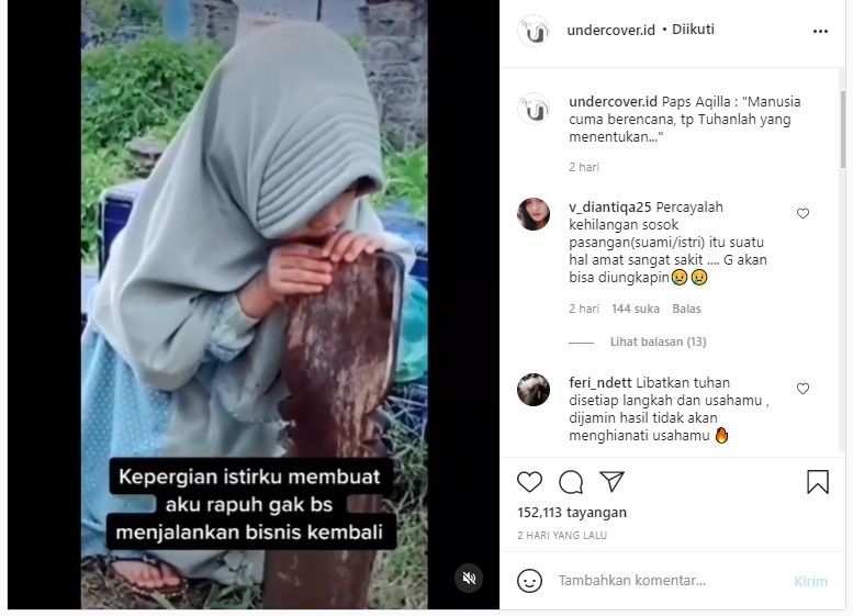 Curhat pilu suami, istri meninggal saat bisnis tengah maju (Instagram/undercover.id).