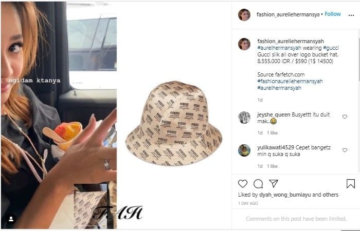 Aurel Hermansyah 2 Kali Ganti Topi Gucci dalam Sehari, Warganet: Auto Nangis. (Dok: Instagram/fashion_aureliehermansyah)