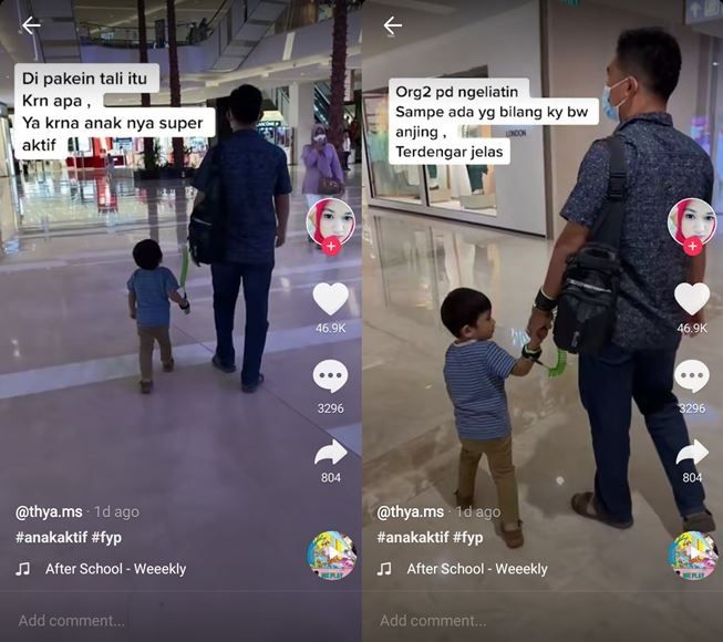 Heboh Orangtua Ikat Anak saat Jalan-jalan di Mall, Ternyata Ini Alasannya. (TikTok/@thya.ms91)