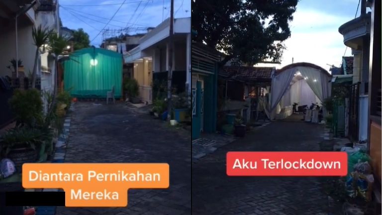 jalanan dikepung 2 tenda pernikahan (TikTok).