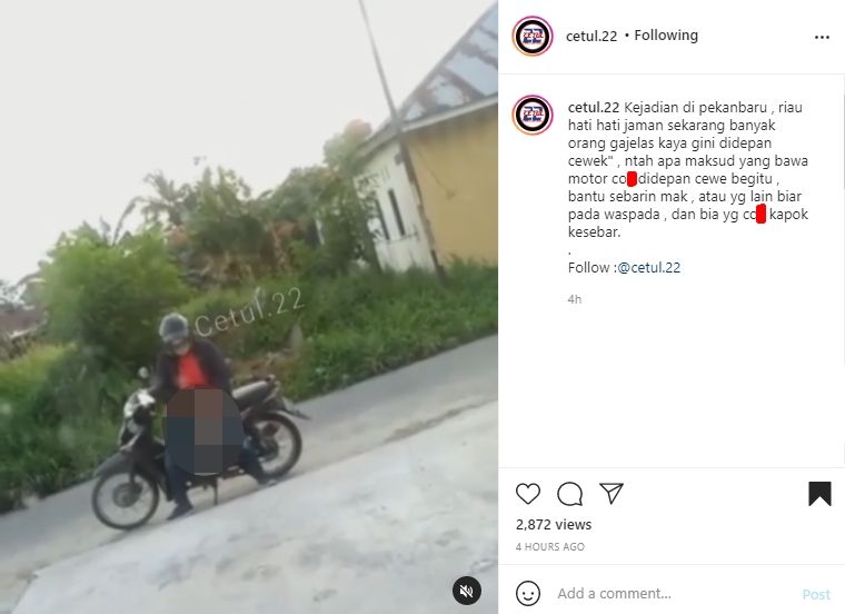 Pemotor lakukan aksi tak senonoh. (Instagram)