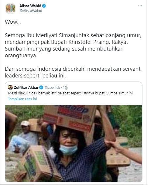 Istri Bupati Sumba Timur disorot  (Twitter).