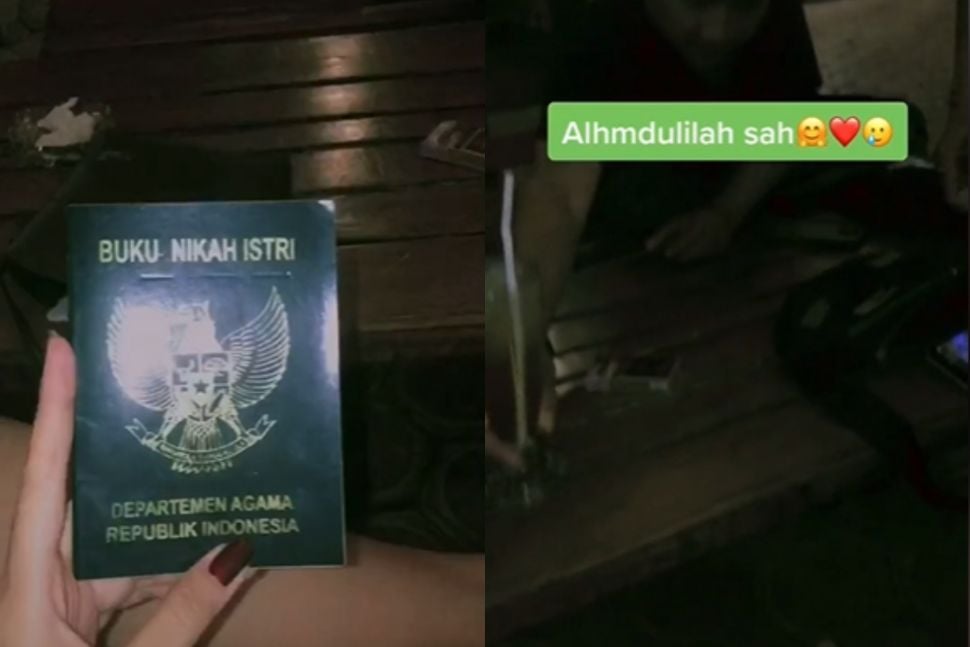 Ijab kabul dadakan di tongkrongan. (Tiktok/@btgveeeeeee)