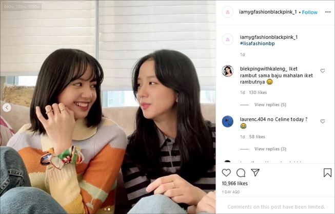 Momen Lisa BLACKPINK adakan live streaming bersama Jisoo. (Instagram/@iamygfashionblackpink_1)