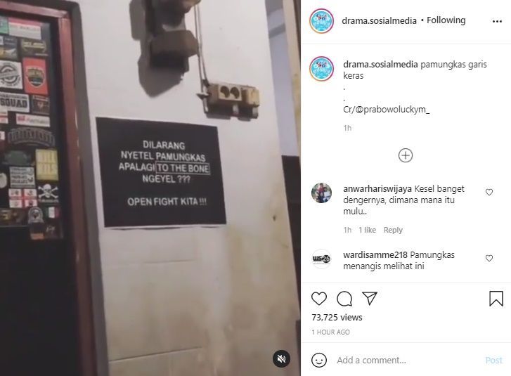 Viral Kos-Kosan Larang Putar Pamungkas. (Instagram/@drama.sosialmedia)