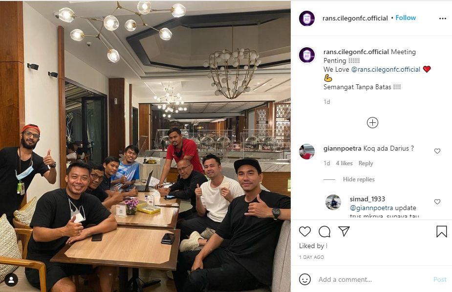 Darius Sinathrya gabung manajemen Rans Cilegon FC. (Instagram/rans.cilegonfc.official)