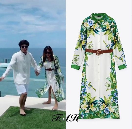 Shirt Dress Aurel Hermansyah Saat Bulan Madu. (Instagram/@fashion_aureliehermansyah)