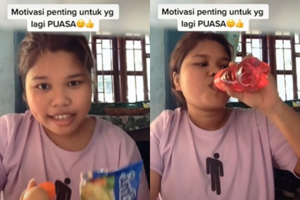 Motivasi sambil minum soda. (Tiktok/@ditajuga2)