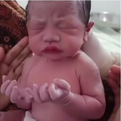 Viral bayi baru lahir angkat tangan seperti berdoa dan mengamini doa-doa. 