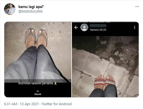 Sandal tertukar saat salat tarawih viral (Twitter)