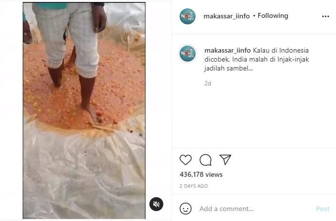 Proses pembuatan sambal diduga di India. (instagram/makassar_iinfo)