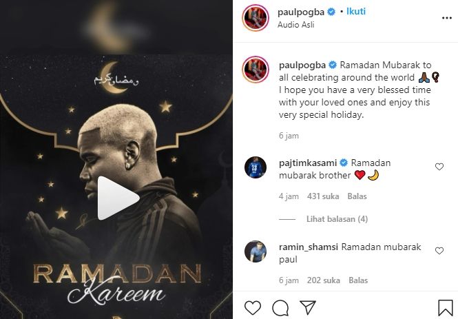 Paul Pogba sambut Ramadan dengan suka cita di Instagram. (Instagram@paulpogba).