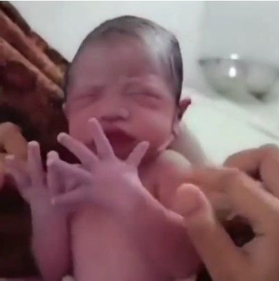 Viral bayi baru lahir angkat tangan seperti berdoa dan mengamini doa-doa. 