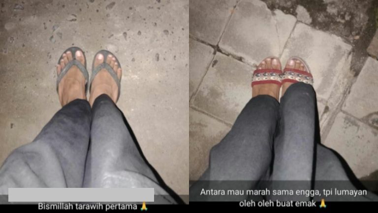 Sandal tertukar saat salat tarawih viral (Twitter)