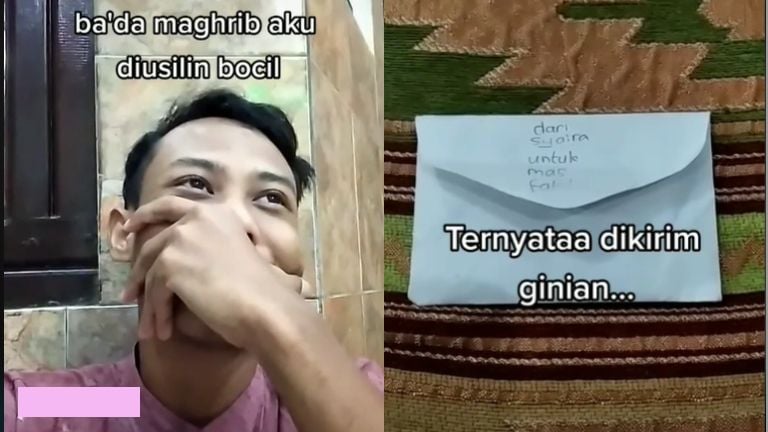 Viral pemuda masjid buka surat cinta dari anak tetangga, melongo baca isinya (TikTok).
