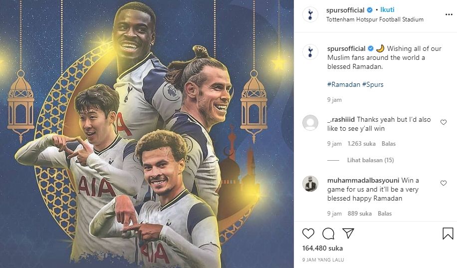 Tottenham Hotspur mengucapkan selamat Ramadhan. (Instagram/@spursofficial).