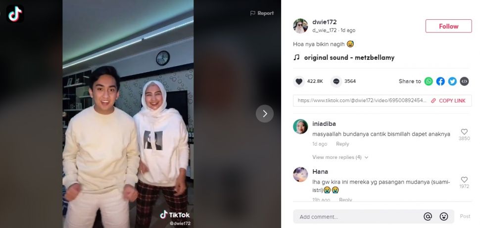 Viral Ibu Bak ABG dan Anak Nge-Dance. (TikTok/@dwie172)