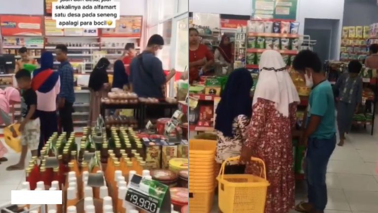 Viral minimarket pertama di desa, langsung diserbu warga (TikTok).