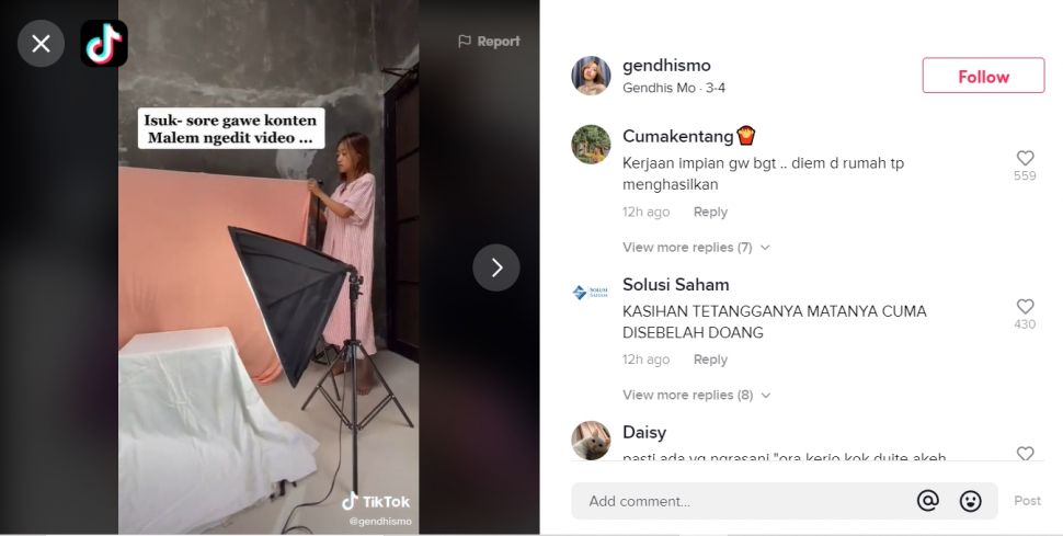 Dinyinyirin tetangga dikira pengangguran, ternyata pekerjaannya ini (TikTok).