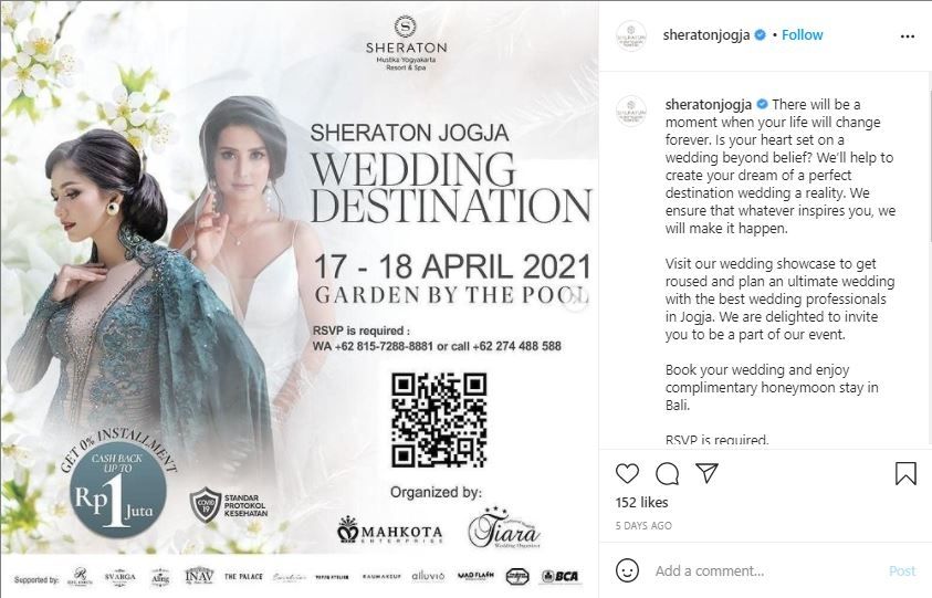 Sheraton Jogja Wedding Destination (instagram.com/sheratonjogja)