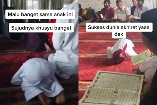 Viral Anak Sujud Sholat Sampai Ketiduran. (TikTok/@gongpacitan)