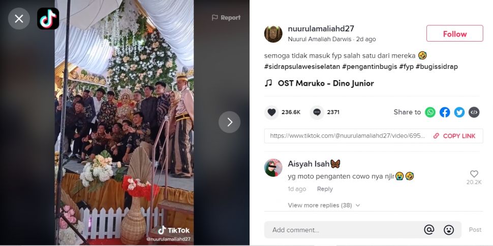 Viral pengantin pria terusir dari pelaminan (TikTok).