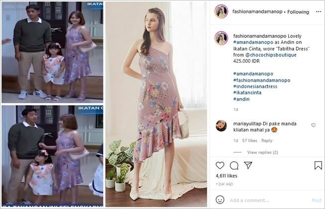 Amanda Manopo pakai baju harga ratusan ribu. (Instagram/@fashionamandamanopo)