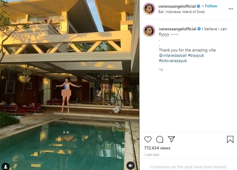 Loncat ke Kolam Renang, Aksi Ekstrem Vanessa Angel Ini Bikin Warganet Ngilu. (Instagram/@vanessangelofficial)