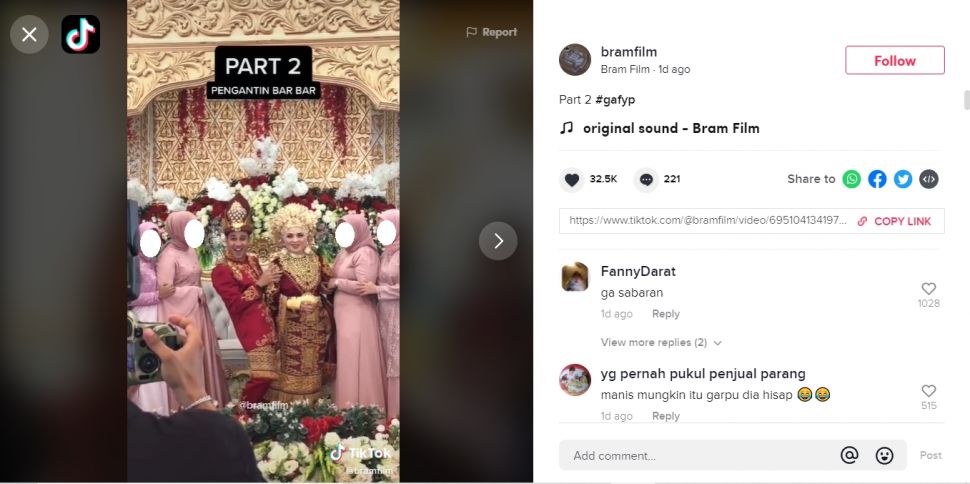 Pengantin pria kocak di pelaminan (TikTok).