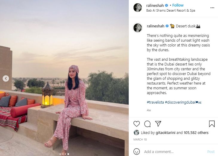 Mewahnya Bikin Takjub! Intip 5 Potret Liburan Raline Shah di Dubai. (Instagram/@ralineshah)