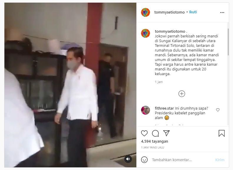 Jokowi numpang kamar mandi warga (Instagram).