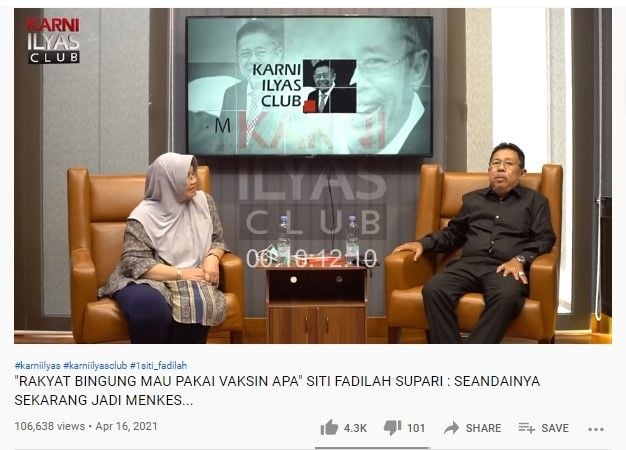 Siti Fadilah berbincang dengan Karni Ilyas (Youtube)