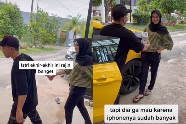 Viral Istri Tolak Hadiah 10 Iphone Dari Suami. (TikTok/@@putrasiregarr17_)