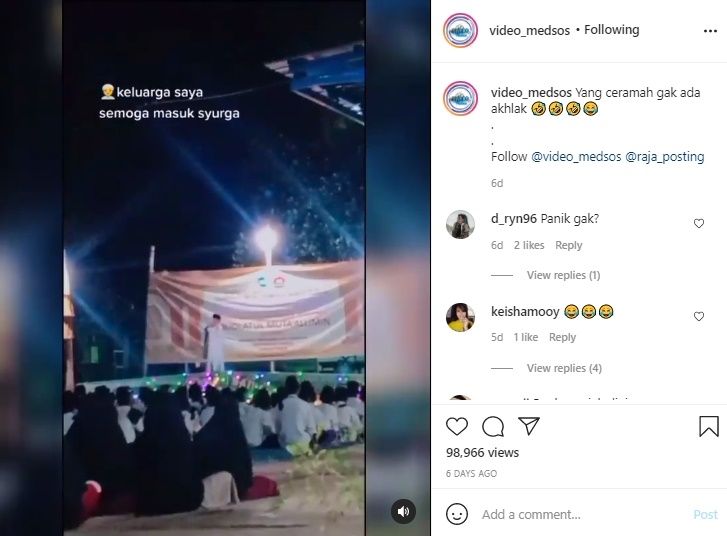 Viral Santri Doakan Ustaz Masuk Neraka. (Instagram/@video_medsos)