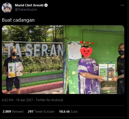 Bagikan Penanak Nasi ke Pemilik Warteg, Tretan Muslim: Buat Cadangan. (Twitter/@TretanMuslim)