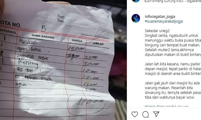 Viral harga es teh hingga mie instan yang mahal dan dianggap tak wajar di wisata Bukit Bintang Gunungkidul. [Info Cegatan Jogja]