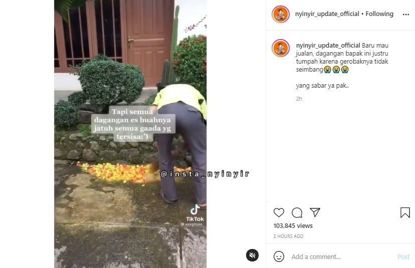 Sedih, Hendak Jualan, Gerobak Kakek Pedagang Es Buah Ini Malah Ambruk 