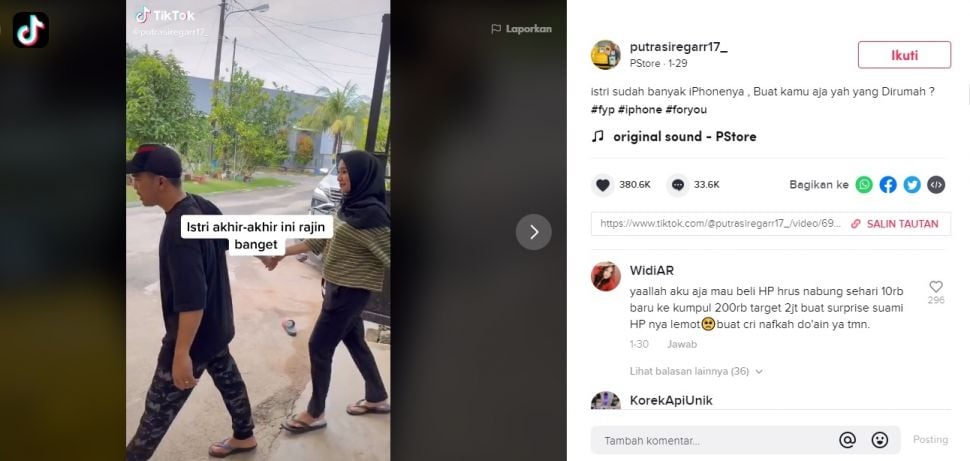 Viral Istri Tolak Hadiah 10 Iphone Dari Suami. (TikTok/@@putrasiregarr17_)