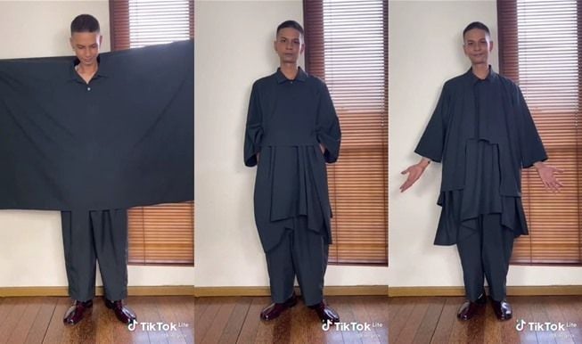 Viral baju Lebaran gemas ala fashion inflencer Alessandro Georgie. (TikTok/@alegeor_)