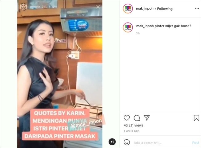 Cari Istri yang Pintar Pijat atau Pandai Masak? Saran Awkarin Jadi Sorotan. (Instagram/@mak_inpoh)