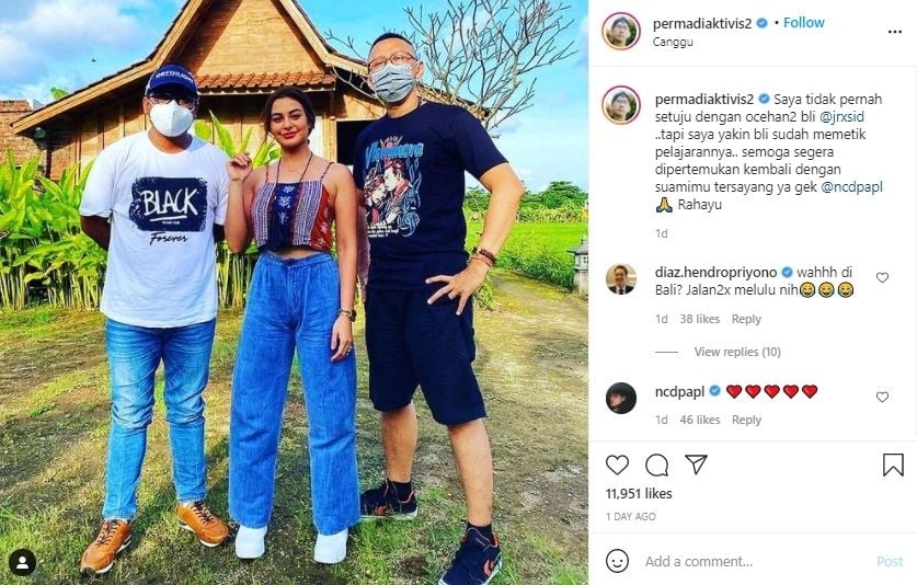 Abu Janda Pamer Foto Bareng Istri Jerinx. (Instagram/@permadiaktivis2)