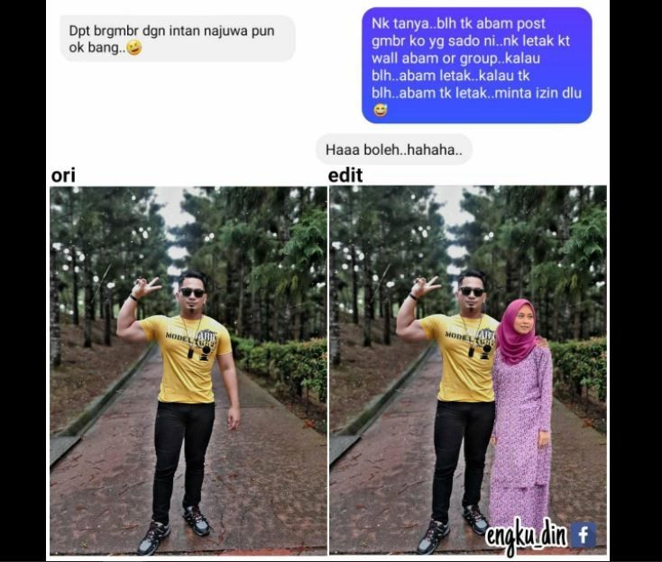 Pria Malaysia Buka Jasa Mengedit Foto Khusus Jomblo saat Lebaran (facebook.com/Engku Din)