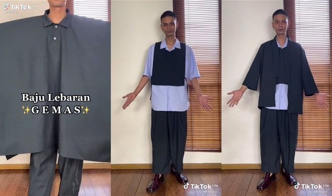 Viral baju Lebaran gemas ala fashion inflencer Alessandro Georgie. (TikTok/@alegeor_)