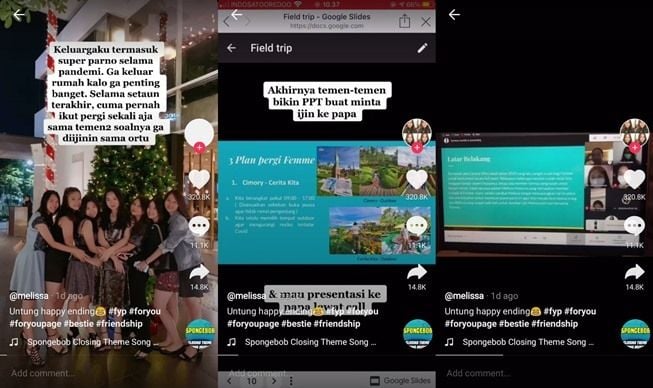 Demi Ajak Teman Jalan saat Pandemi, Geng Ini Bikin Presentasi di Depan Ortu. (TikTok/@melissamulll)