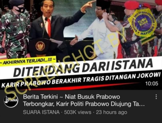 Cek fakta Prabowo Subianto didepak Presiden Jokowi dari istana (Turnbackhoax.id).